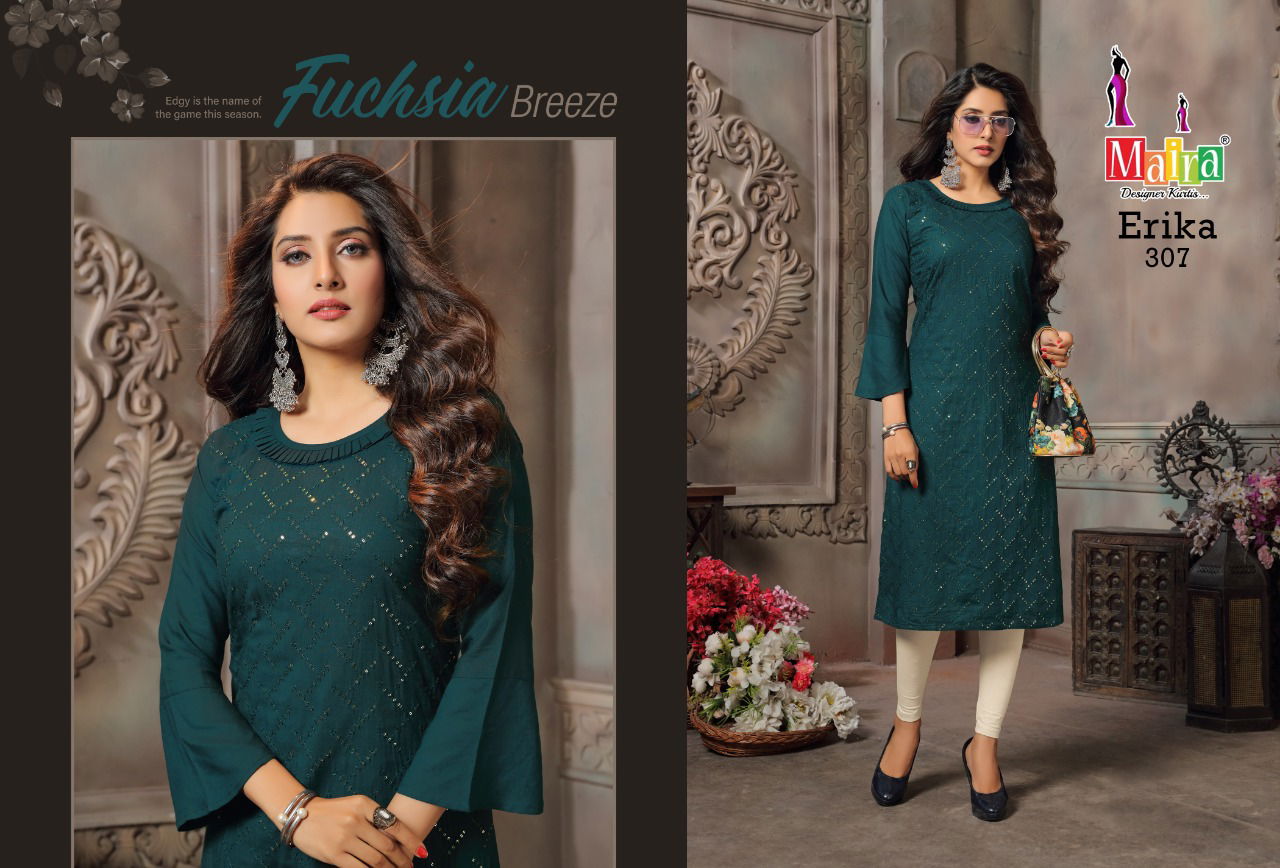 Maira Erika 3 Rayon Ethnic Wear Straight Cut Kurtis Collection